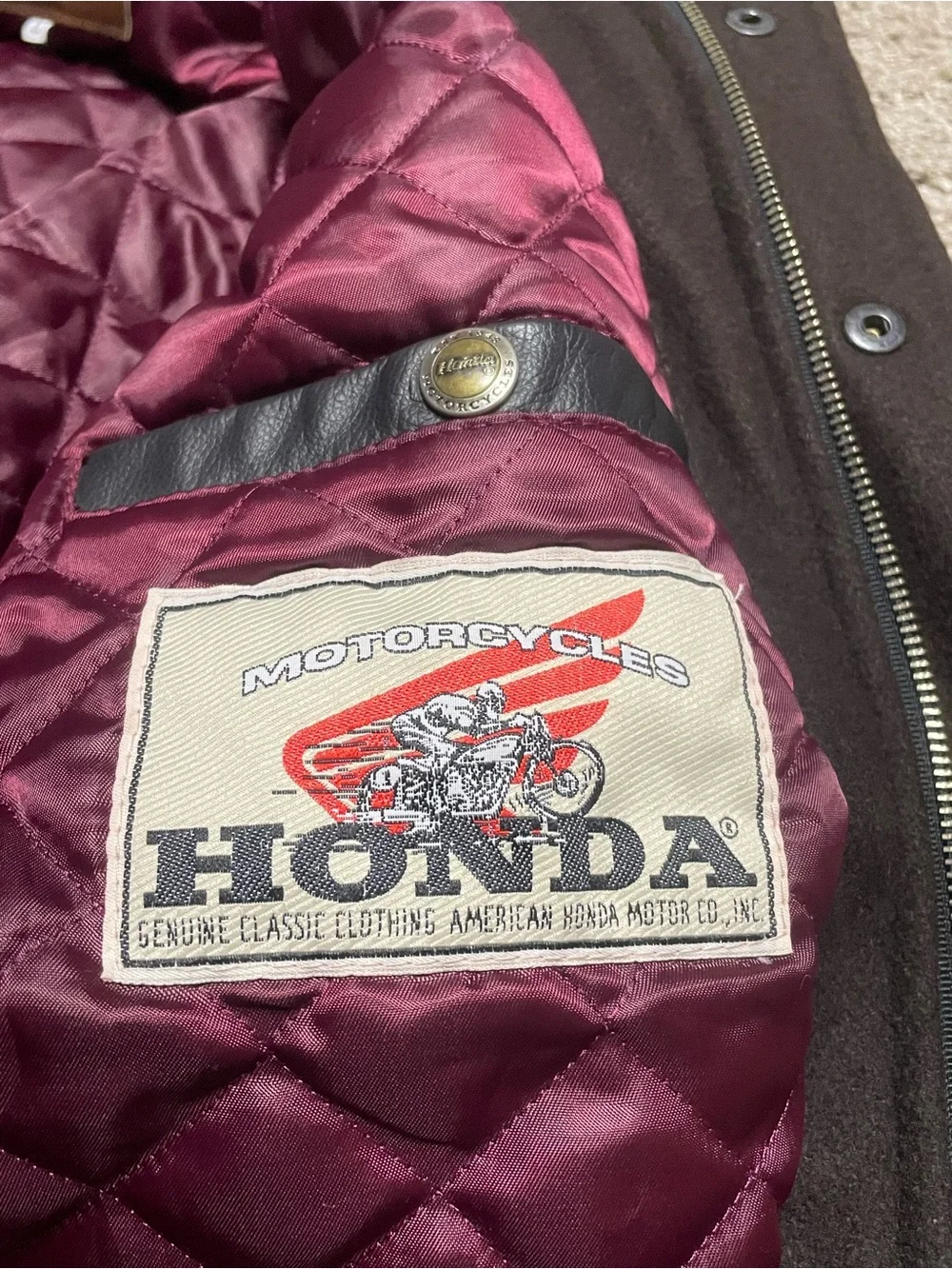 Vintage Honda Motorcycles Wool/Leather Varsity Jacket Men’s Large
